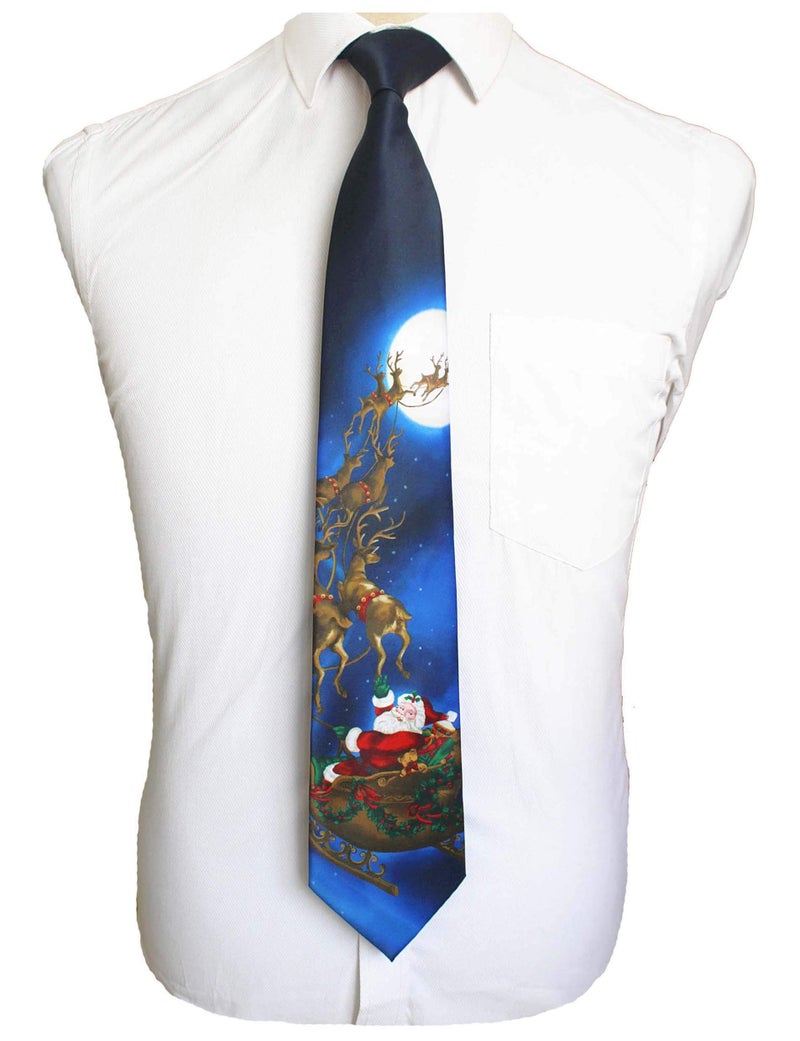 GUSLESON 2018 New Christmas Tie Snowman Print Necktie Mens Theme Festival Ties (0767-07) - Image 1